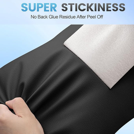 Leather Repair Patch Tape Kit, 16" x 30" Self Adhesive Leather Repair Patch for Furniture, Vinyl Leather Repair Kit for Car Seat, Chairs, Couch, Sofa, Boat Black