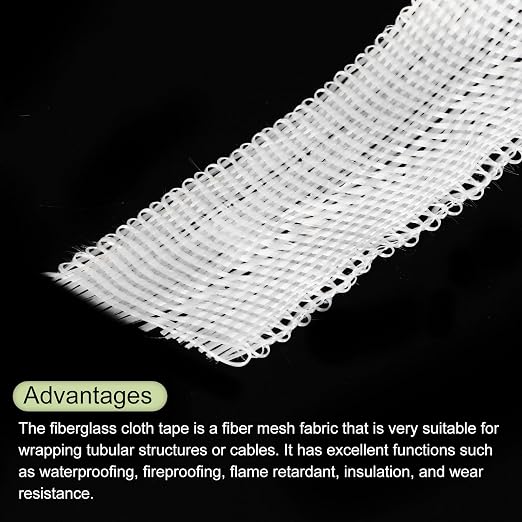 MECCANIXITY Fiberglass Cloth Tape Fiberglass Mesh Glass Fiber Mesh Woven Fiberglass Fabrics Insulation Tape 30m(33 Yard) x20mmx0.17mm for Reinforcement Repair