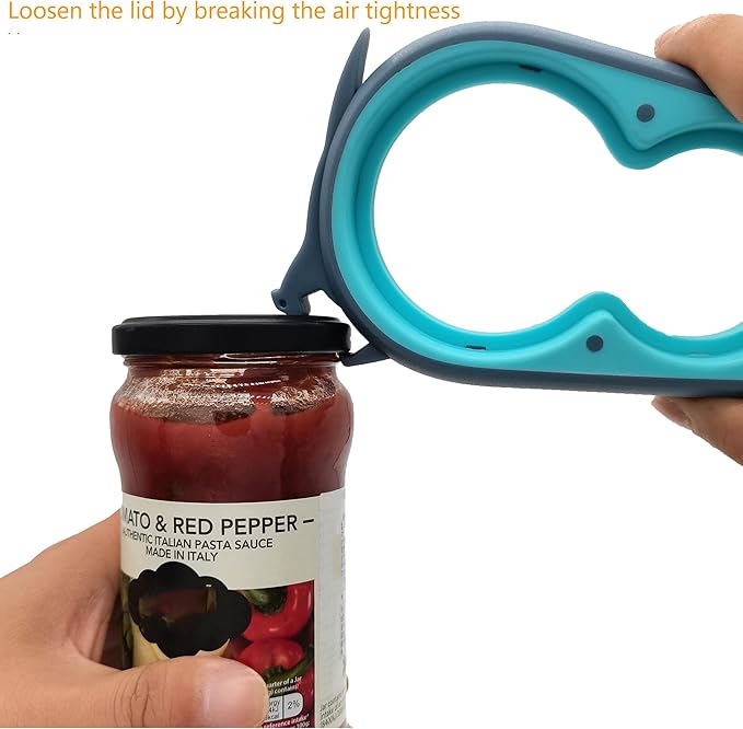 Otstar Jar Opener & Bottle Opener Set for Weak Hands - Multi-Function Kitchen Opener Tool for Seniors with Arthritis, Elderly - Includes Jar Lid Gripper Pad, Corkscrew Opener