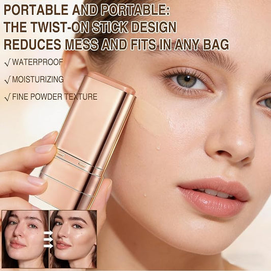 2PCS Flawless & Long-Lasting Dual-Ended Foundation Stick, 3-In-1 Contouring Foundation, Full Coverage Cream, Lightweight, Brightens, Long-Lasting for All Skin Types (#02 Natural Color)