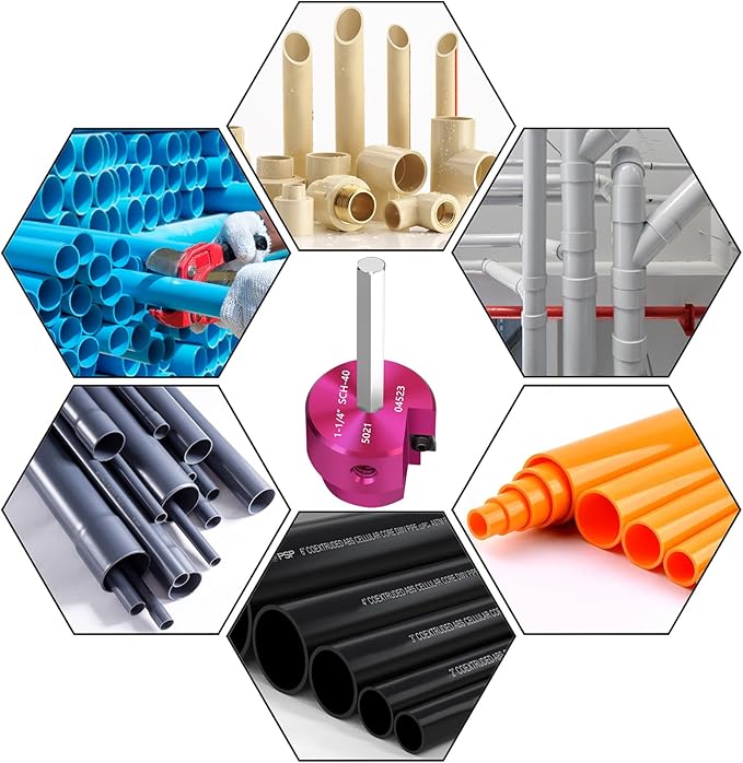 PVC Pipe Reamer 1-1/4 Inch Head, PVC Fitting Saver,Socket Saver with 3/8-Inch Hex Shaft,ABS Plastic Pipe Fitting Reamer Tool for Plumbing Sch.40 CPVC ABS Socket Hub Removing,Fit 1/2" Drills