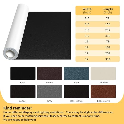 JuCheng Leather Repair Kit -Leather Repair Patch Self-Adhesive Waterproof Patch & Glue for Furniture, Car Seats, Sofa, Couch, Vinyl - Instant Fix for Tears & Scratches (Brown, 3.5X79 inch)