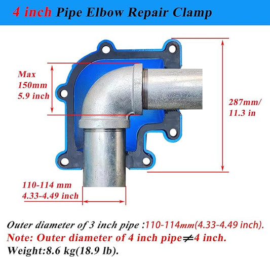 Pipe Repair Clamp For 4 Inch Pipe Elbow(Outer Diameter of the Pipe is about 4.49 inch),90 Degree Elbow Leak Sealer,Short Radius,PPR/PE/Iron Pipes,Threaded Connection And Socket Connection Elbow