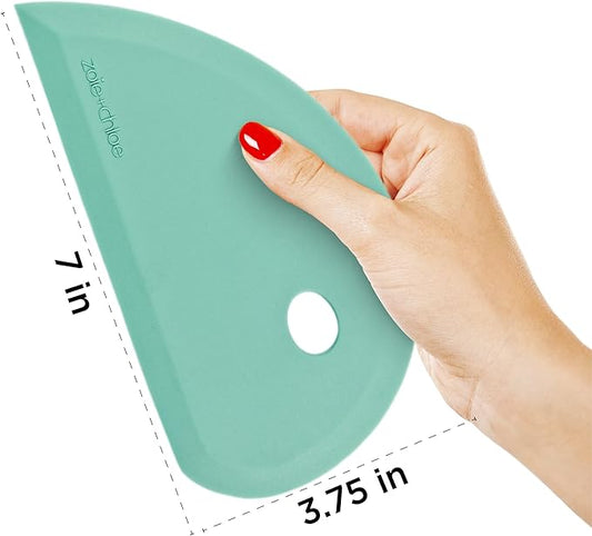 Zoie + Chloe Multipurpose Silicone Bowl Scraper - Dough Scraper for Cleaning Mixing Bowls, Baking Pan - Silicone Scraper Spatula For Painting, Smoothing, Frosting, Cake Decorating - White, 7x3.75"