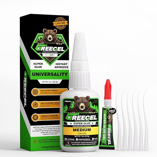 1 Oz Medium Liquid Clear Super Glue + 3g Gel Glue, Cyanoacrylate Adhesive for Woodworking, Ceramic, Plastic, Metal, Shoes, Glass, Crafts & Repairs