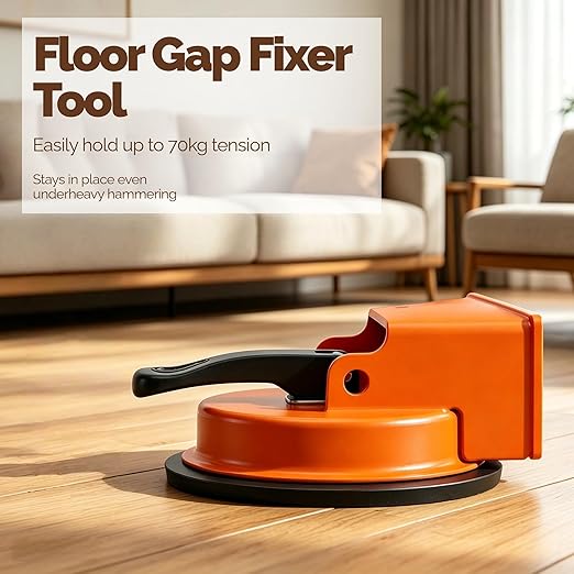 Floor Gap Fixer Tool, Heavy Duty Carbon Steel Suction Cup Repair Tool with Rubber Pad for Laminate, Wood, Vinyl, Tile Flooring, Setter to Close Unsightly Seams & Level Floating Planks