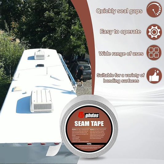 Bghdas Peel and Stick Seam Tape, Repair Leaks and Restores Roof Seams and Tears, Used for Bonding Metal, Wood, EPDM, Fiberglass, and Tiles, Efficient to Use, 2 Inch x 50 Feet Roll(1 Piece)