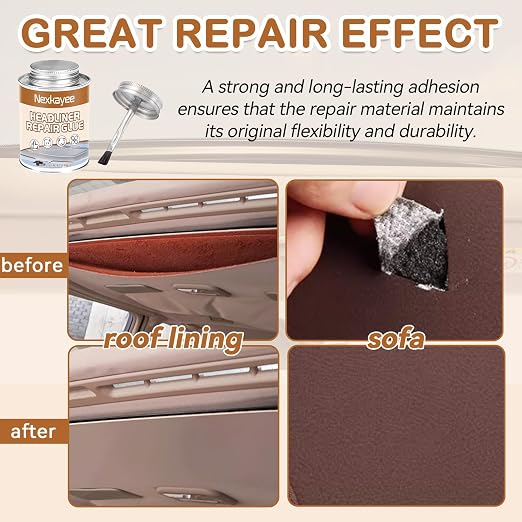 Headliner Glue for Cars, Upholstery Adhesive for Roof Liner Repair | Strong headliner glue for fabric, leather and roof liners. Heat resistant, flexible formula for durable car interior repairs