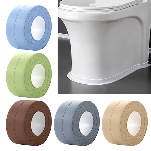 3 Rolls Caulk Tape Self Adhesive Caulk Strip Waterproof,Green Caulking Sealant Trim for Bathroom, Caulk Sealing Strip for Toilet Sink Edge Protector with Sealing Tool (10.5Ft x 1.5In)