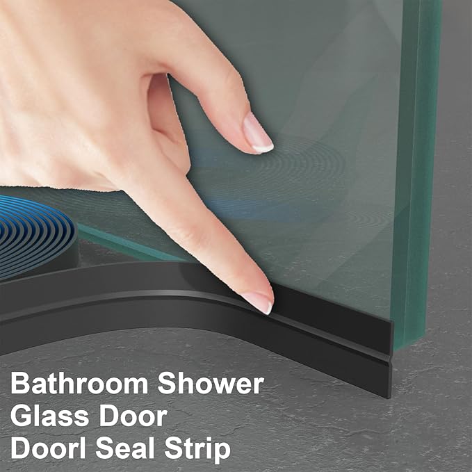 Thickened Weather Stripping Door Seal, Gap Seal for Frame and Gaps Draft Stopper,Glass Shower Door Sweep, Black, 20 Feet x 1 Inch