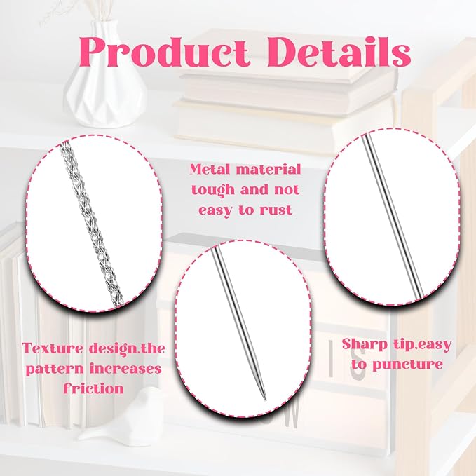 15Pcs Snag Nab It Tool 3 x 0.04 Inch Snag Repair Needle Tool with Case, Leather Stitching Needles Sharps for Woven Knitted Cloth Garments Drapes
