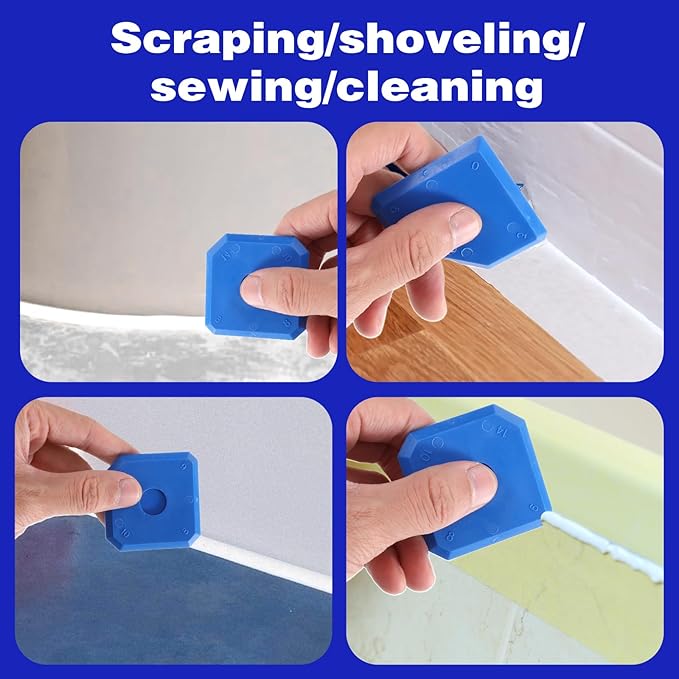 12Pcs Caulking Tool Kit, Caulk Finishing Smoothing Tool, Caulk Remover Tools, Sealant Grout Scraper for Kitchen Bathroom Floor Window Sealant Sealing Sink(Blue, Yellow, Black)