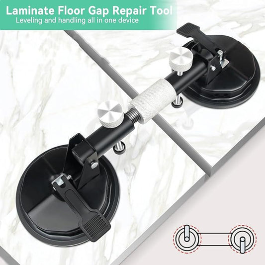 Laminate Floor Gap Repair Tool, Suction Cup Heavy Duty Aluminum Vacuum Glass Puller, Floor Gap Fixer Tool for Laminate, Granite, Marble, and Tile Installation (Black, Large)