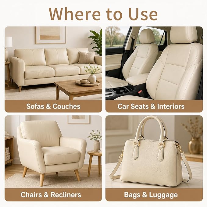 CHEIGHY Leather Repair Patch for Couches Advanced PU Self-Adhesive Leather Repair Tape kit for Furniture Sofa Vinyl Car Seats Couch Chairs Shoes Down Jackets (Beige, 17X79 inch)