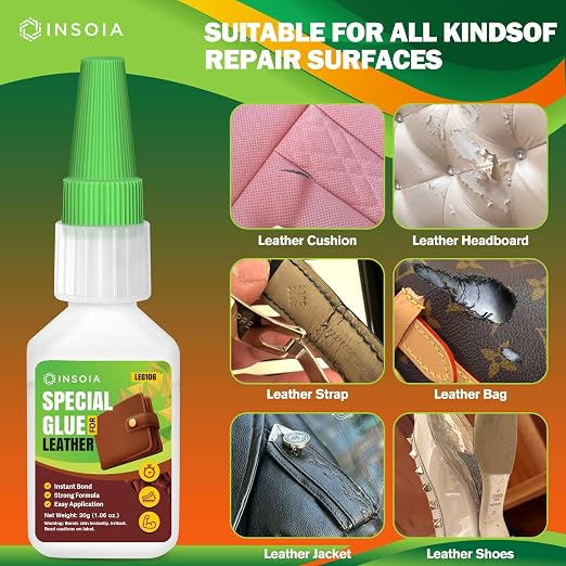 Super Glue for Leather, 30g Heavy Duty Leather Glue Adhesive for Purses, Shoes, Sofas & Furniture – Quick-Dry, Waterproof, Flexible Repair Glue Leathercraft, Upholstery & DIY Projects