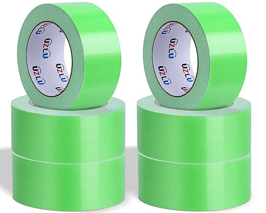 6 Pack Green Duct Tape Bulk Heavy Duty,1.88 Inches x 30 Yards,Strong Industrial Strength,Flexible,No Residue,Waterproof and Tear by Hand,Multi-Use for Indoor & Outdoor Repairs