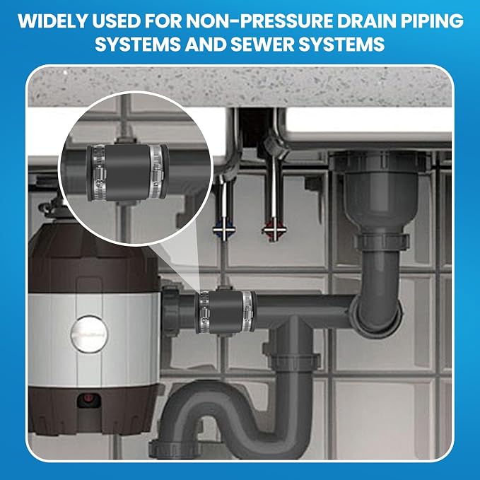 2 Pcs 1 IN Flexible PVC Pipe Coupling with Stainless Steel Clamps Fit 1 IN Nominal Pipes, Couplers for Plastic and Copper Pipe Plumbing Connections, Drain Repair, Dust Hose