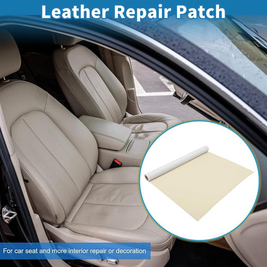 Self Adhesive Leather Repair Patch Strong Stickiness 30"x16" Leather Repair Tape PU Leather Beige White 1 Pcs