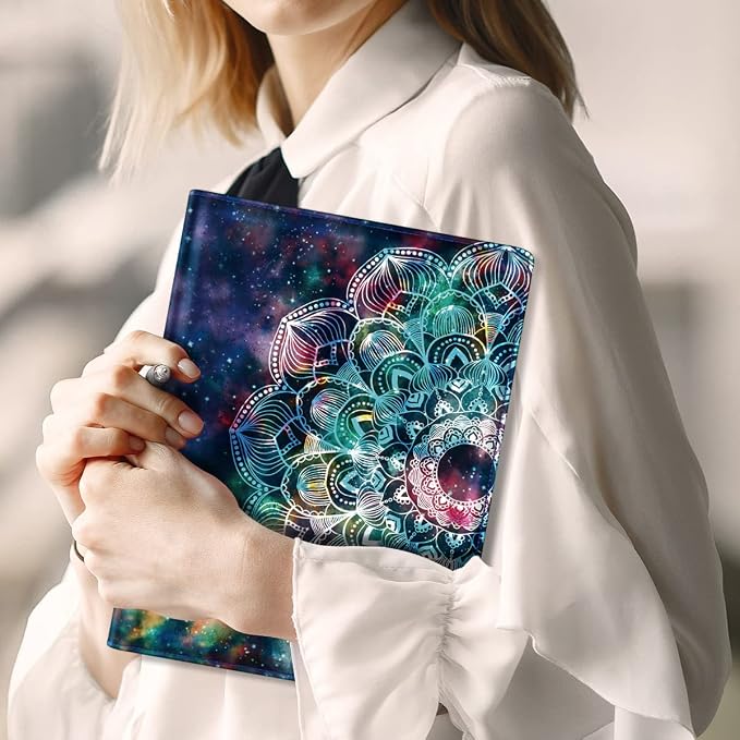 Business Portfolio Folder for Men Women, Padfolio Cover, Conference/Resume/Legal Document Organizer with Letter/A4 Size Clipboard Hardboard, Business Card Holders, Document Sleeve, Mandala