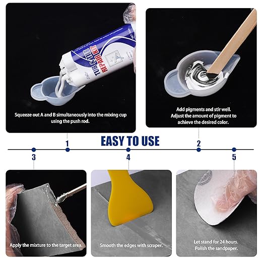 Tile Repair Kit - Porcelain Repair Kit for Repairing Scratches, Chips, Dents, Hole on Bathtub and Shower Tray, Ceramic Repair Filler for Acrylic, Fiberglass, Perfect Restoration of Marble Countertop