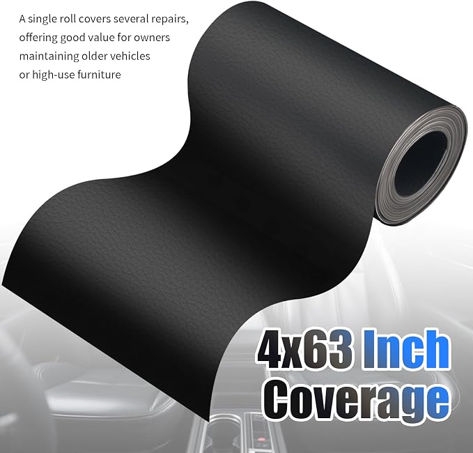 4"x63" Leather Repair Tape Kit,Self Adhesive Leather Repair Patch Kit for Scratches Holes Cracks Repairs,Cuttable Cars Leathers Seat Tear Repairs Kits Cars Interior Accessories