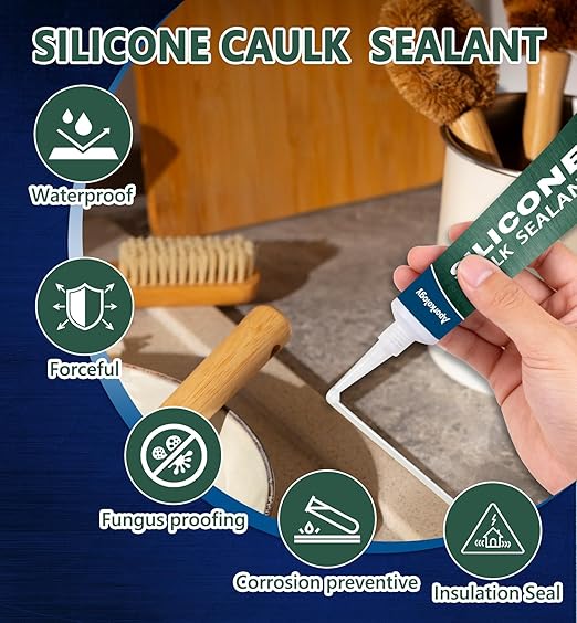 Clear Silicone Caulk Waterproof Silicone Sealant Stronger Adhesion Clear Caulk for Kitchen and Bathroom,Door, Window 3.38 fl.oz(100ml)