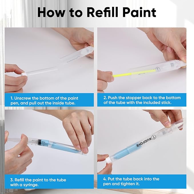 Touch Up Paint Pen 4 Paint Touch Up Pens Fillable Brush Refillable for Walls Wall Repair Funiture Cabinet Wood Floor Window 6ML 9Pcs Set