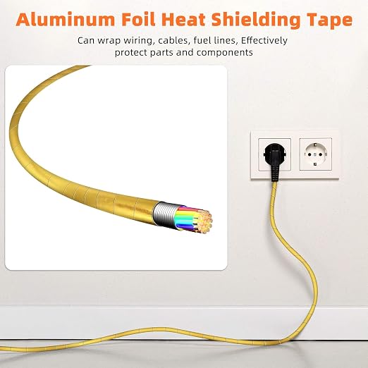 Zonon 2 Rolls Aluminum Foil Tape Heat Shield Tape Barrier Adhesive Reflective Fiberglass Thermal Insulation Reflective Material High Temp Protection (Gold,2 Inch X 32.8 ft)