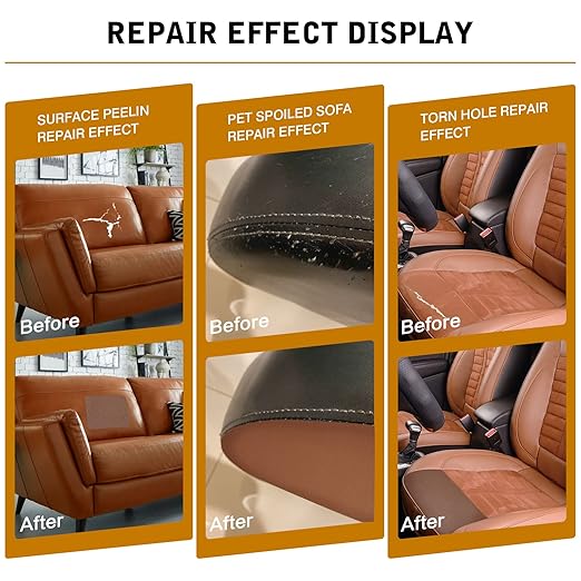 BSZHTECH Leather Repair Tape Self-Adhesive Leather Repair Patch for Couch Furniture Sofas Car Seats Advanced PU Vinyl Leather Repair Kit (RBrown, 17X79 inch)
