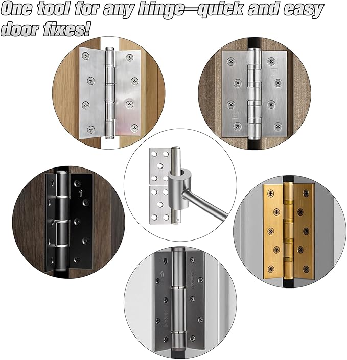 1 Pack Dual Size Door Hinge Adjustment Tool 14–19mm, Door Hinge Repair Tool, Door Gap Adjustment Tool, Door Adjustment Tool, Heavy Duty for Fixing Gaps in Fire, Cleanroom Safety Use(Silvery)