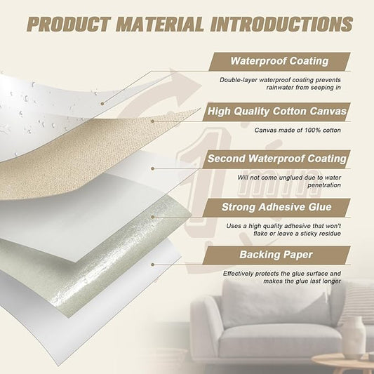 2-Piece Canvas Repair Patch Kit - 9x11 Inch Self-Adhesive, Waterproof Fabric Repair Patches for Boat Cover, Sofa, Chair, Couch, Tent Bag (Beige Yellow)