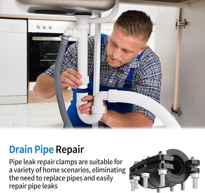 Pipe Repair Clamp Leak Sealer, 3/4 Inch Water Pipe Clamp Repair Kit, for Emergency Pipe Repair of OD 20MM Plastic and Metal Pipes