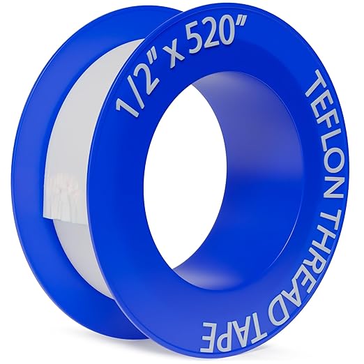 D-NYX 1, 4 or 5 Rolls 1/2 Inch(W) X 520 Inches(L) Teflon Plumbers Tape, Duct Sealant Tape for Shower Head, Plumbing Thread Tap, Water Pipe Sealing Plumbers PTFE Thread Seal (1 Pack)