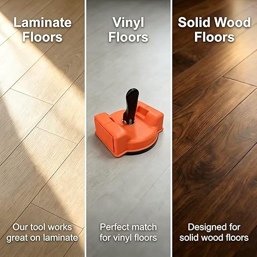 Heavy Duty Floor Gap Fixer Tool with 5 Reusable Sticky Pads – 180 lbs Suction, 4.64" Suction Cup & Dual-Side Striking Surface for Laminate, Hardwood, and Vinyl Floor Repair