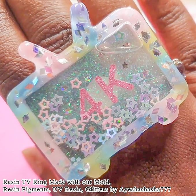 Epoxy Resin Shaker Silicone Molds Set Mouse Head, Flower, Footprint, Dolphin, Windmill, Unicorn, Bear's Paw, TV, Rocking Horse, Drippy Circle, Media Players 12-Count