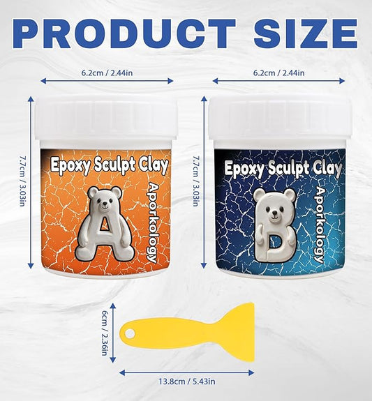 Epoxy Putty Sculpt Clay, 14.11oz/400g Fast Repair Epoxy Clay for Fixing Leaks, Cracks, Sculpting,High Strength 2 Part Epoxy Filler Putty for Bonding Metal, Tile, Concrete, Plastic (White)