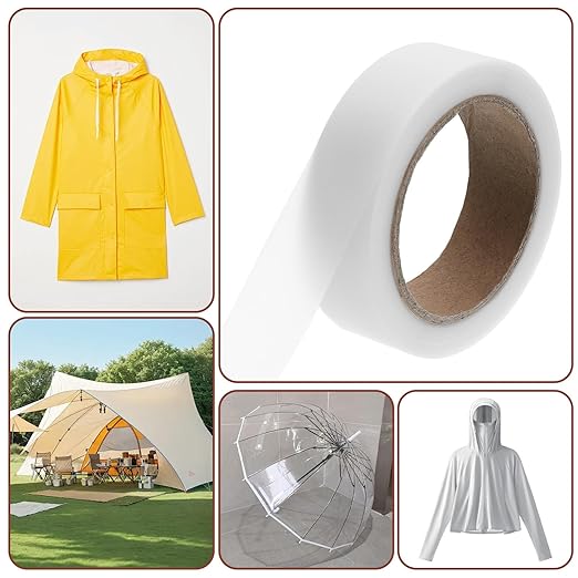 Seam Tape, 65' Iron on Hot Melt Seam Sealing Tape, Waterproof Fabric Repair Adhesive Fusible Tapes for Outdoor Gear Raincoat Tent Awning Sportswear