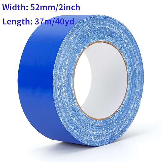 Blue Duct Tape Heavy Duty Waterproof, 40 Yards X 2 Inch, 9 Mils Thickness Strong Adhesive Sticky, No Residue, Easy Tear by Hand for Home Repairs Indoor Outdoor Crafts Packing HVAC and Construction