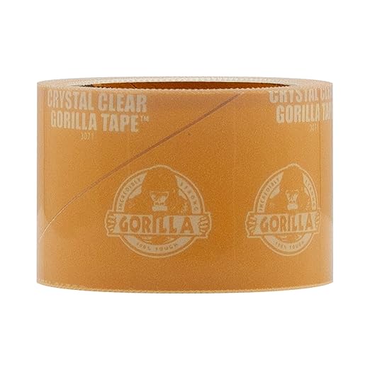 Gorilla Crystal Clear Duct Tape, 1.5" x 5 yd, Clear, (Pack of 3)