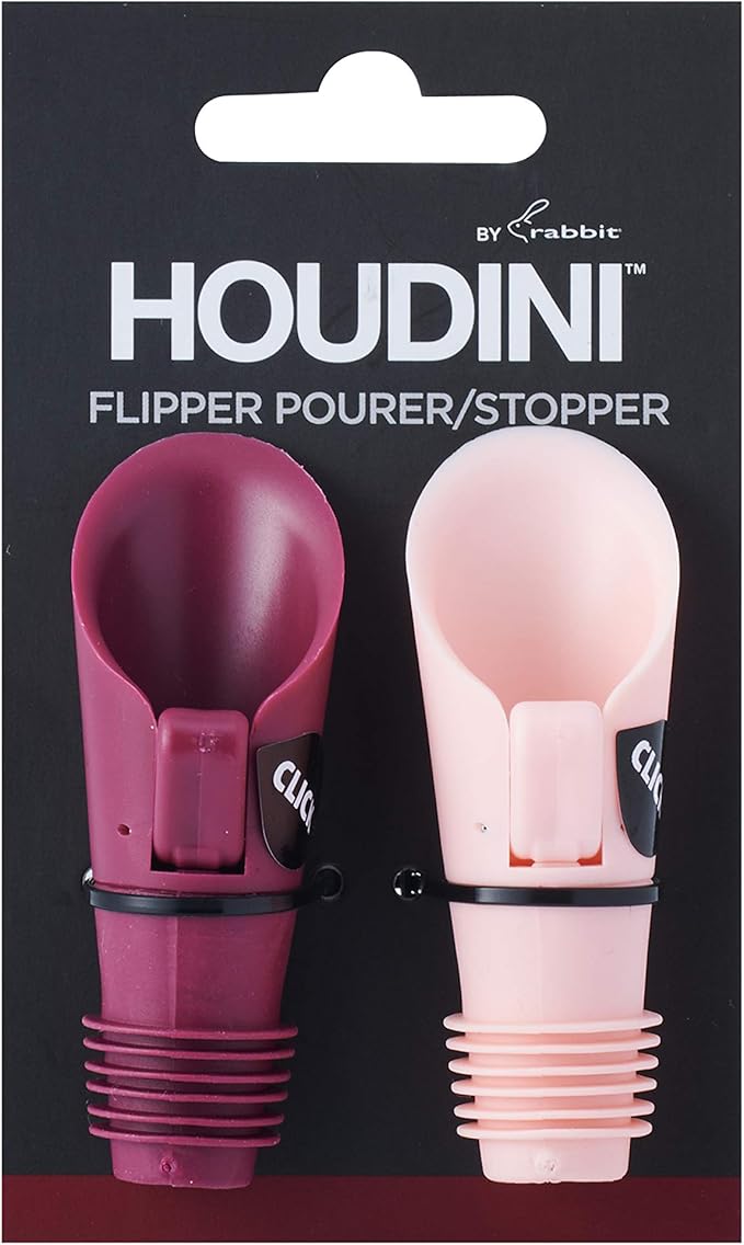 Houdini Flipper Wine Pourer Bottle Stoppers, Fits Types, ASSORTED