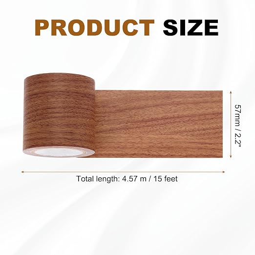 uxcell Wood Grain Repair Tape, 2.2" x 15ft Self Adhesive Wood Grain Colored Duct Tape Waterproof Repair Patch for Furniture Floor Scratch Fix, Baseboards, DIY Decor, Chocolate Pine
