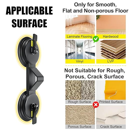 Floor Gap Fixer Tool - Heavy Duty 45° Striking Surface Floor Gap Repair Tool with Dual Enhanced Suction Cup, Plank Grabber Floors Fix Pro Made of Iron for Fixer Laminate/Vinyl Flooring Tools