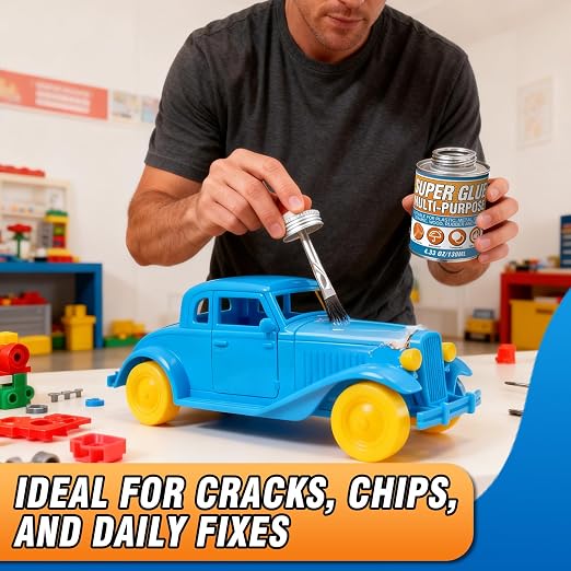 Super Glue with Brush (130ml) - All Purpose Strong Clear Adhesive, Waterproof Superglue Multi-Purpose Glue Gel for Wood, Ceramic, Glass, Leather, Plastic, Rubber, DIY Crafts & Industrial Repairs