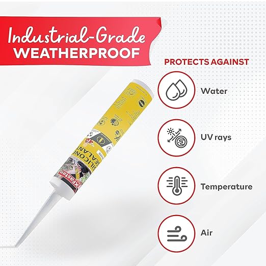 XFasten White Silicone Caulk 10.1oz (8-Pack, 80.8oz Total) Odorless 100% Silicone Waterproof Sealant for RV Caulking Exterior, Aquarium Silicone, Bathtub Caulk, Window | Outdoor Caulking Weatherproof