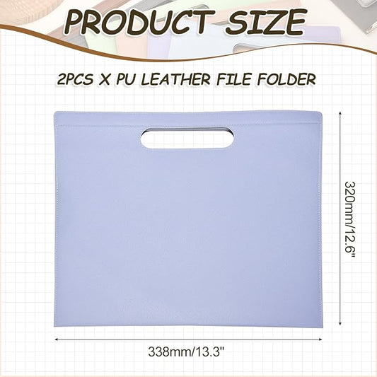 PATIKIL 2Pcs Leather Folder, 13.3x12.6 Magnetic Leather Document Holder File Folder PU Pouch Bag Portfolio File Organizer Handbag Personal Envelope Waterproof for Traveling, Purple
