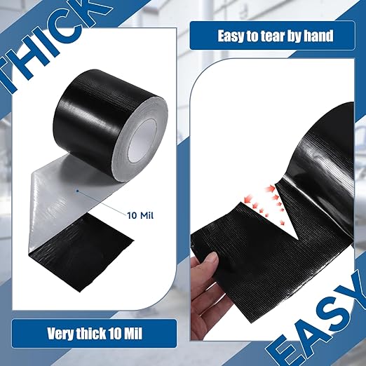 Outdoor Waterproof Repair Tape, Heavy Duty UV Proof Patch for RV, Awning, Tent, Tarp, Boat Cover and Fabric Repair, Black 5 in x 180 ft