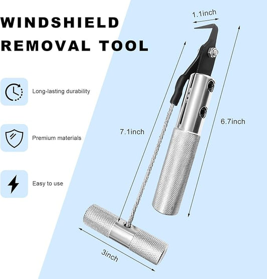 Windshield Removal Tool, Aluminium Alloy Auto Windscreen Replacement Tool with Steel Blade, Professional Window Glass Trim Remover for Sedan Truck SUV, Car Accessories