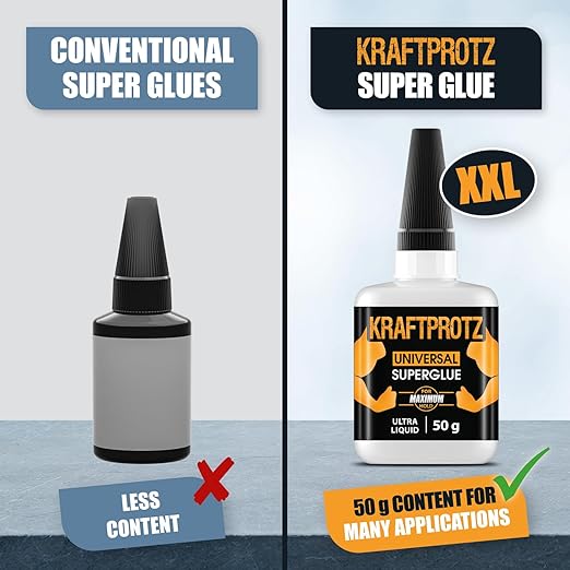 Superglue Thin Liquid XXL Value Size 1.76oz – Capillary Action Adhesive for Tight Cracks – Fast Wicking for Plastic, Wood & Metal – Ultra Clear Industrial Bond