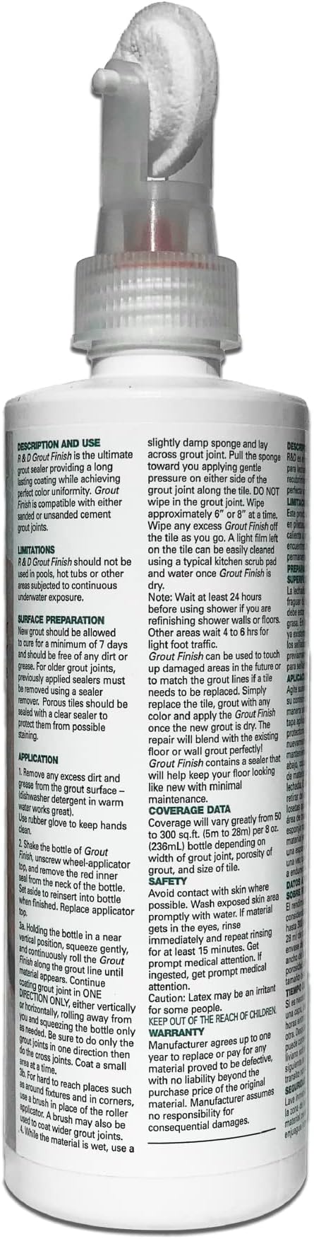 Kit - The Professional's Choice - Color and Seal Grout - Prevents Stains and Creates Easy to Clean Grout - 8oz Bottle, Wheel applicator, Brush applicator, and Scrub pad (Dark Grey)