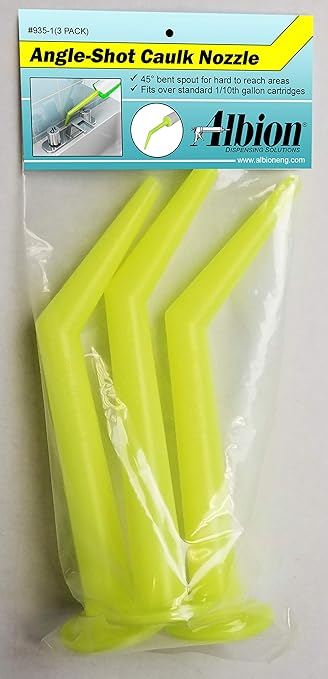 Albion Engineering Company 935-1(3 Pack) Angle Shot Plastic Nozzle for 1/10 Gallon Cartridges, Yellow, Pack of 3